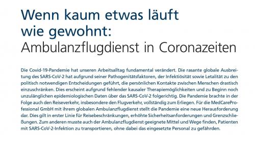 Wenn kaum etwas läuft wie gewohnt: Ambulanzflugdienst in Coronazeiten